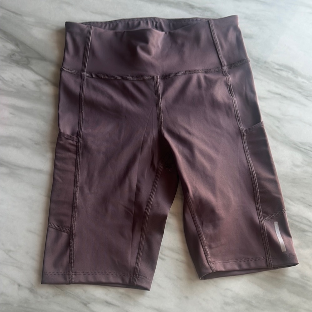 High-Waisted Purple Bike Shorts with Matte Finish